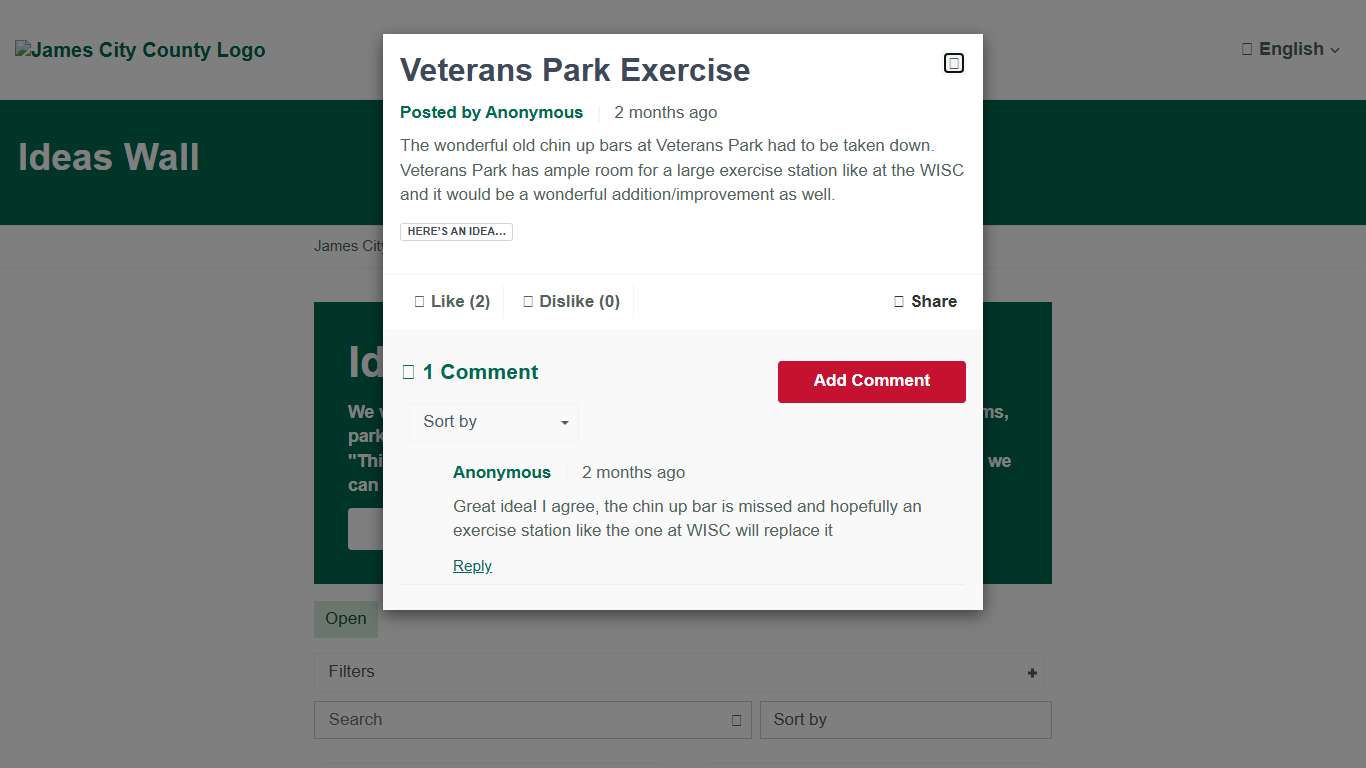 Ideas Wall James City County, VA - Parks and Recreation 2026 Master Plan Engage with BerryDunn