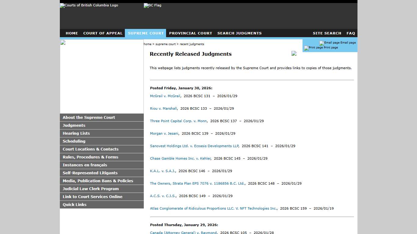 Supreme Court - Recently Posted Judgments