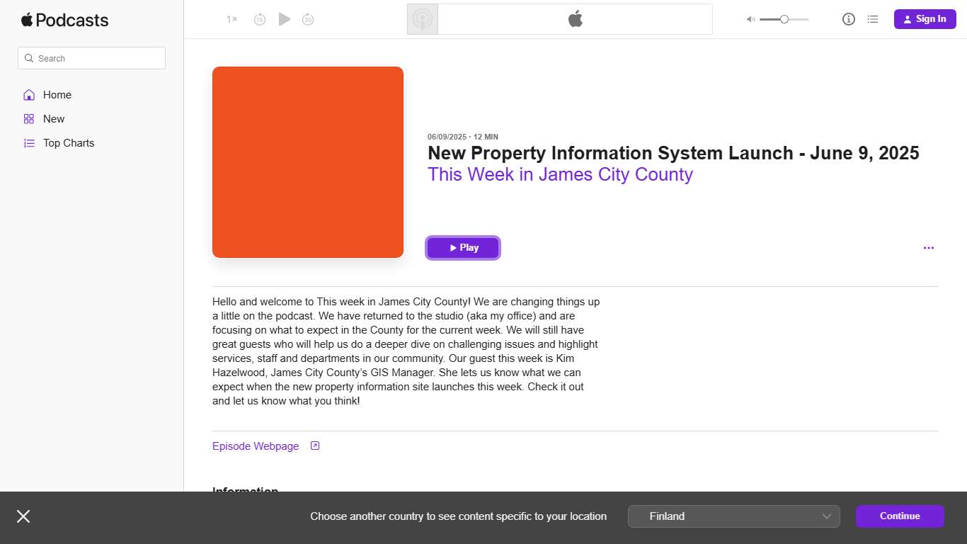 New Property Information Syste… - This Week in James City County - Apple Podcasts