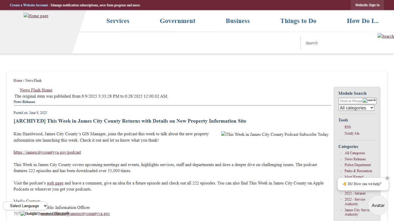 News Flash • James City County, VA • CivicEngage